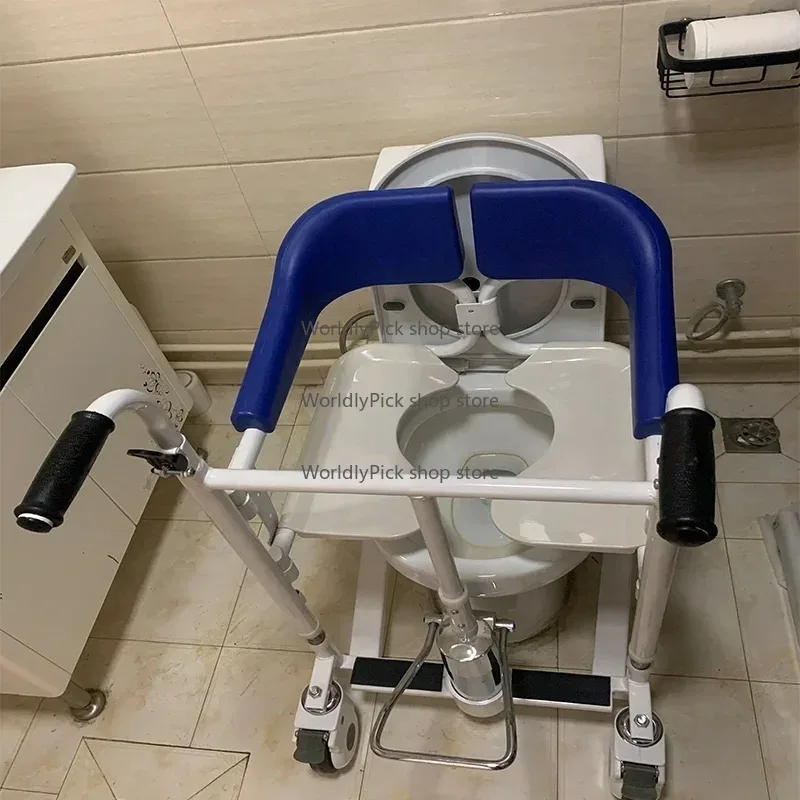 Hydraulic Patient Transfer Lift Chair with Wheels Toilet Shift Machine for Disabled Elderly - Medical Care Equipment