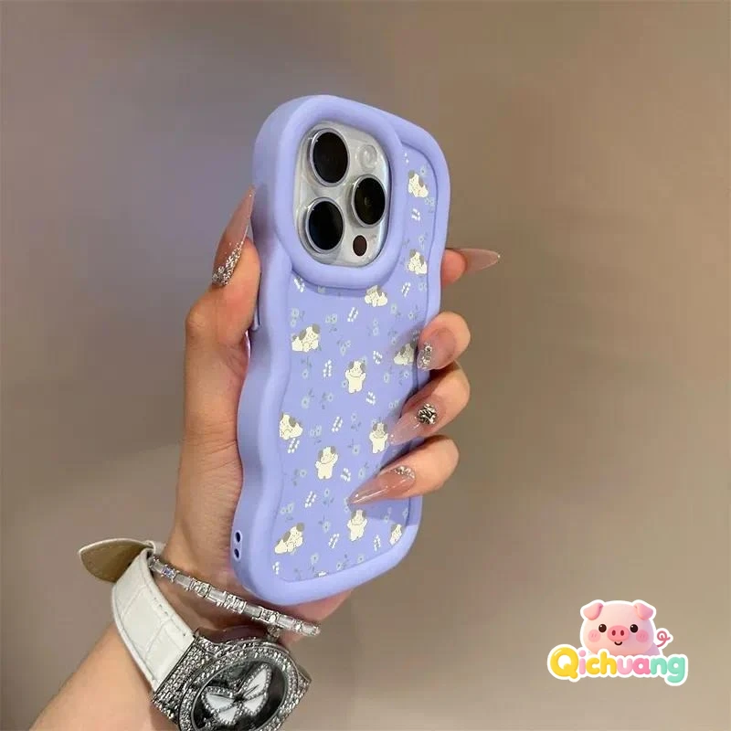 Чехол для телефона Realme C67 C65 C63 C55 C53 C35 C33 C30 C30S C25 C25S C25Y C21 C21Y C20 C20A с 3D-волнами и милым собачьим дизайном парный чехол