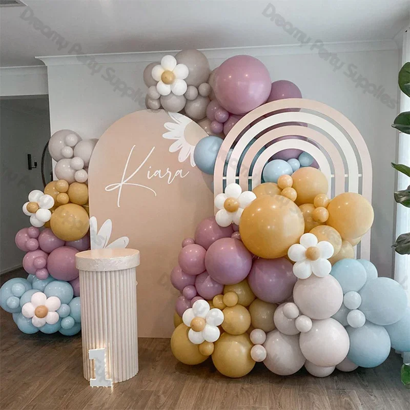 

123/175pcs Pastel Blue Purple Balloon Garland Arch Nude Ballon Baby Shower Birthday Daisy Flower Wedding Valentine Party Decor