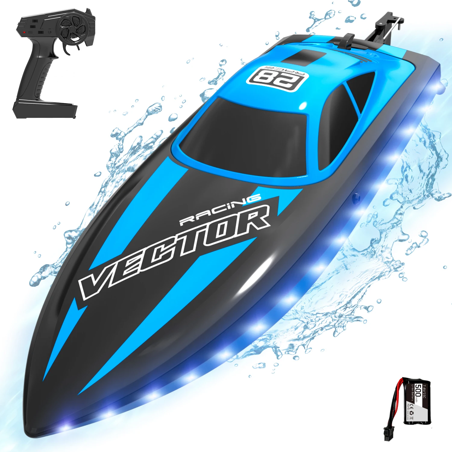 

Volantex RC Boat 2.4G 30KM/H High Speed Electric Racing Boat With Light & Low Battery Alarm Waterproof Speedboat Toys Children
