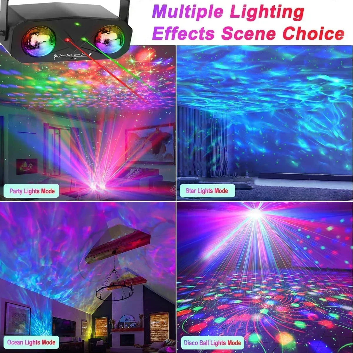 Party Light Disco Ball Light Dj Light Disco Light Ocean Light Star Light Projector Dance Light Sound Activated with Remote Contr
