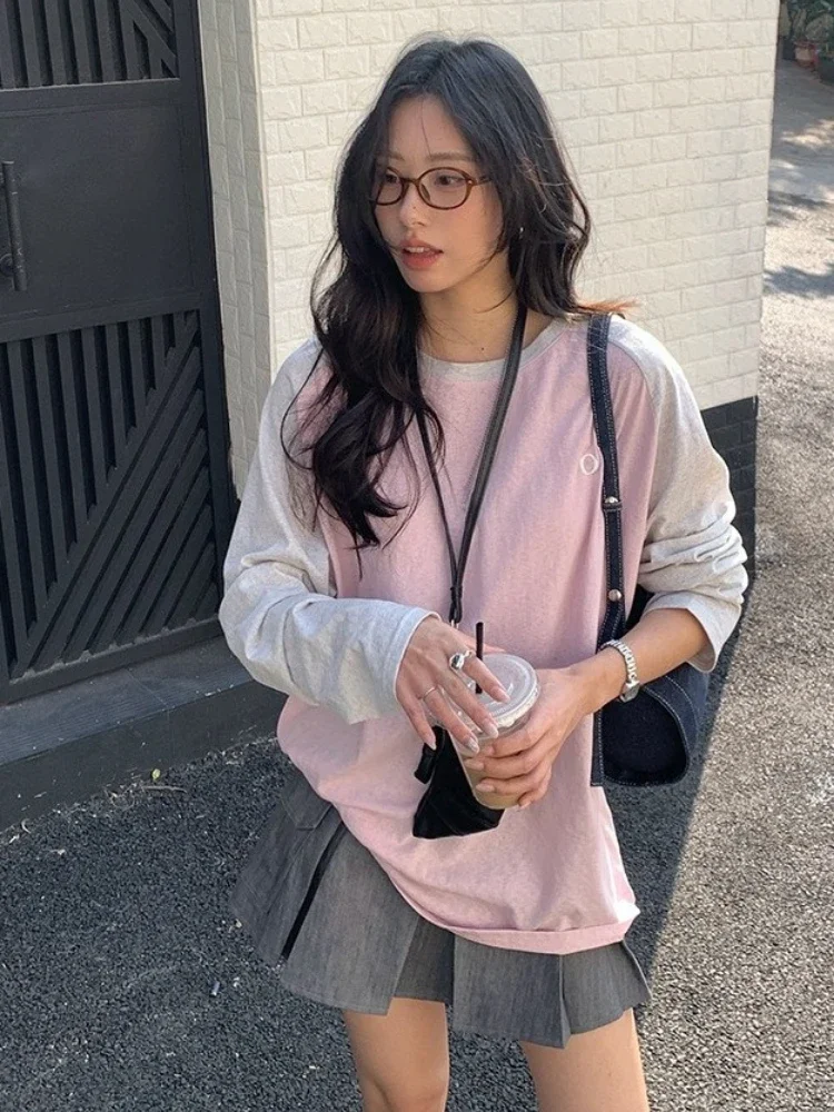 

Y2K Patchwork Embroidery T-Shirt Women, Vintage Grunge Casual Loose Top, Harajuku Preppy Style