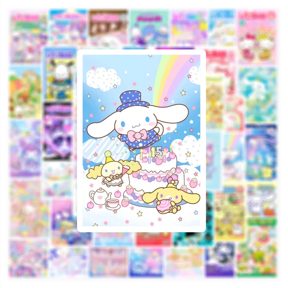 Stiker Poster Anime Sanrio 10/30/50 buah stiker kartun Kuromi Pochacco stiker ponsel botol air gitar stiker grafiti mainan anak-anak