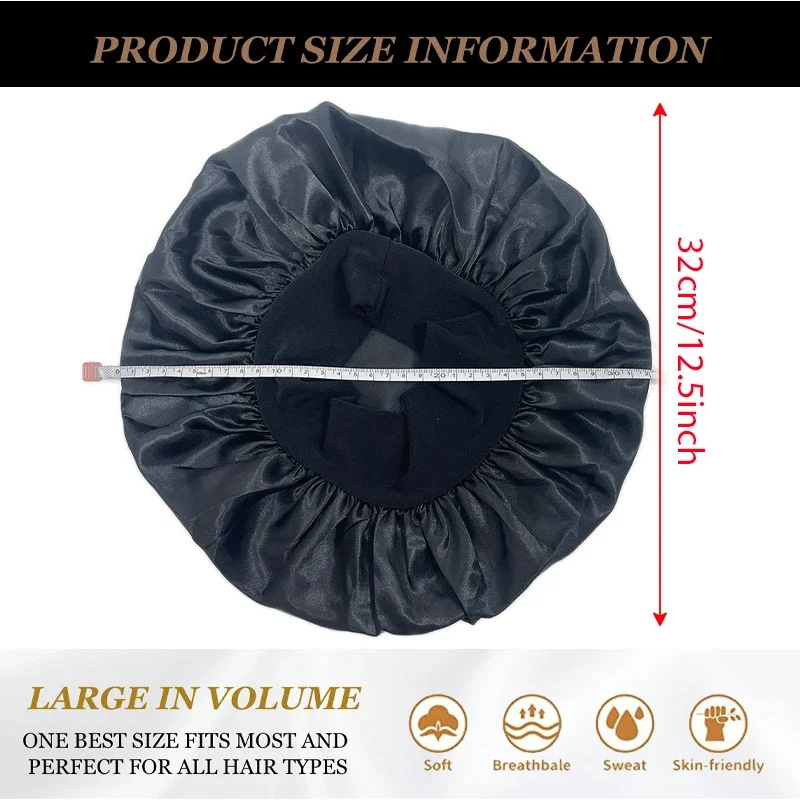 Large Satin Bonnet Silk Bonnet Hair Wrap for Sleeping Sleep Cap with Elastic Soft Band Big Bonnets for Women Hair Care