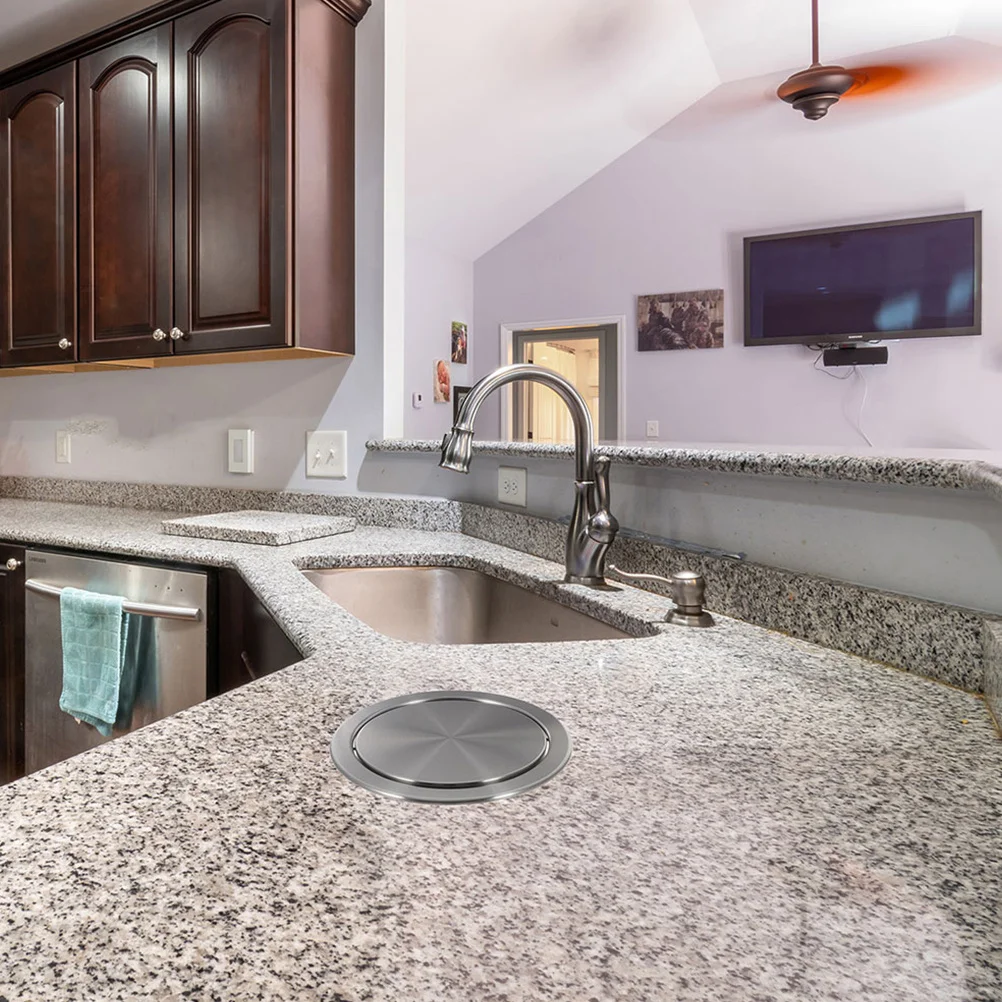 

Stainless Steel Trash Can Lid Flip Top Design For Bathroom Kitchen Swing Cover Replacement Countertop Garbage Bin