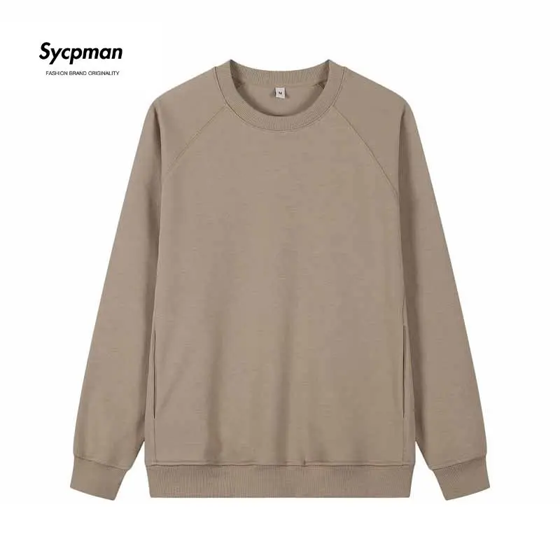 

Sycpman 320 Grams O-Neck Sweater for Men Autumn and Winter Solid Loose Pullover Couple Casual Sweatshirt Streetwear