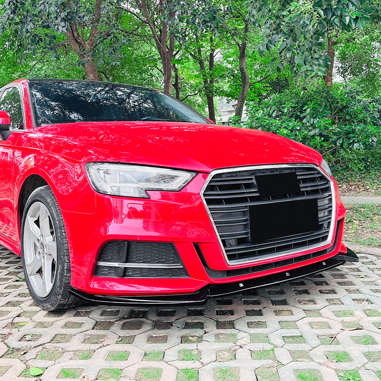 Front Bumper Spoiler Lip For Audi A3 S3 8V Sline S-Line 2017-2020 Gloss Black/Carbon Fiber Look Lower Splitter Protector Blade