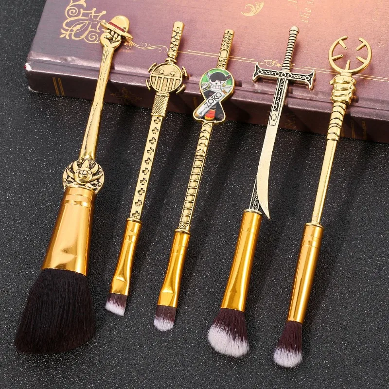 Hot Sales 5pcs Anime ONE PIECE Makeup Brushes Set Cosplay Luffy Blush Nose Eye Shadow Eyebrow Brush Figures Zoro Ghost Cosmetic