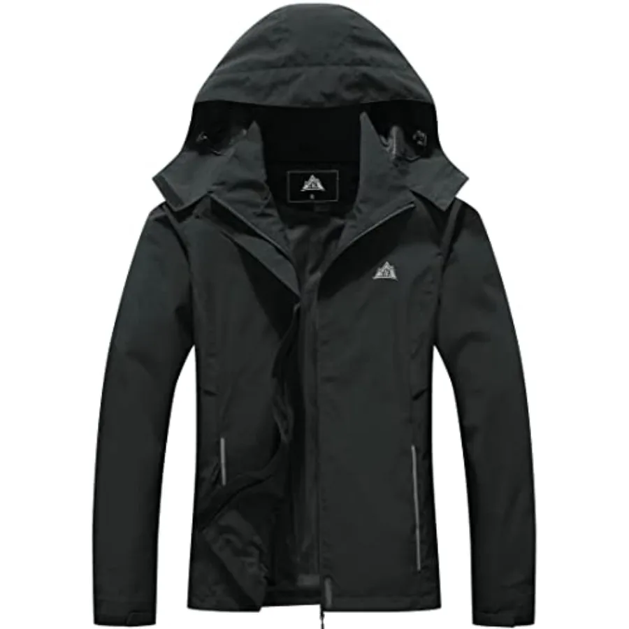 

MOERDENG Women's Waterproof Rain Jacket Lightweight Raincoat Hooded Hiking Jacket Softshell Windbreaker