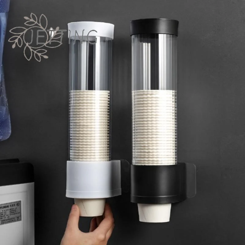 (SMTGDP11)Disposable Cup Extractor Wall Mounting Disposable Paper Cup Dispenser Plastic Cup Holder Automatically Drops Cup