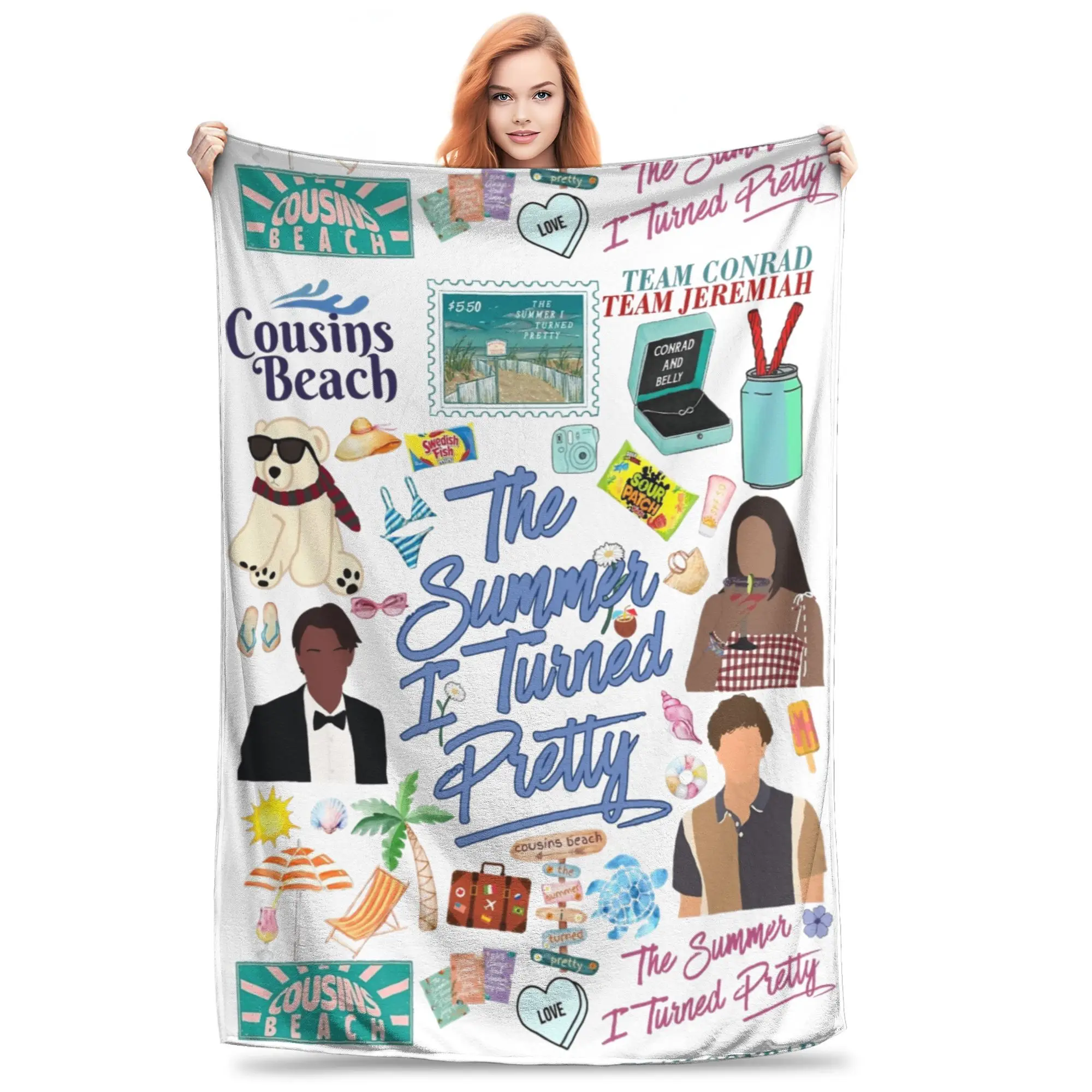 The Summer I Turned Pretty Cousins Beach Blanket  Flannel Vintage Warm Throw Blanket for Home Autumn/Winter,