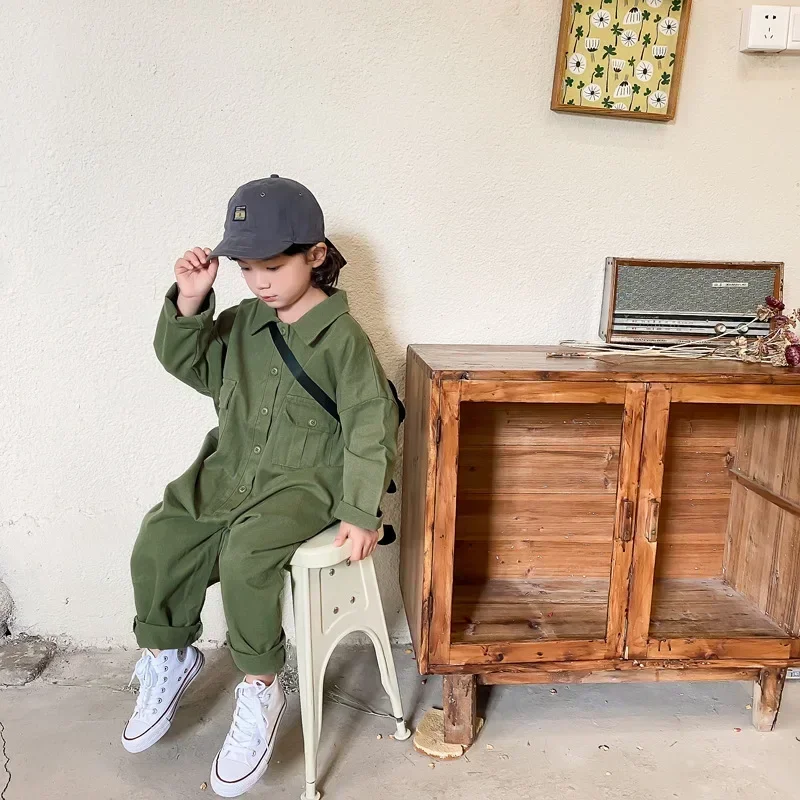 

Korean Fashion Toddler Boys Overall Romper Baby Girls One Pice Pants 2025 Children's Autumn Jumpsuit Kids Long Sleeve Bodysuit