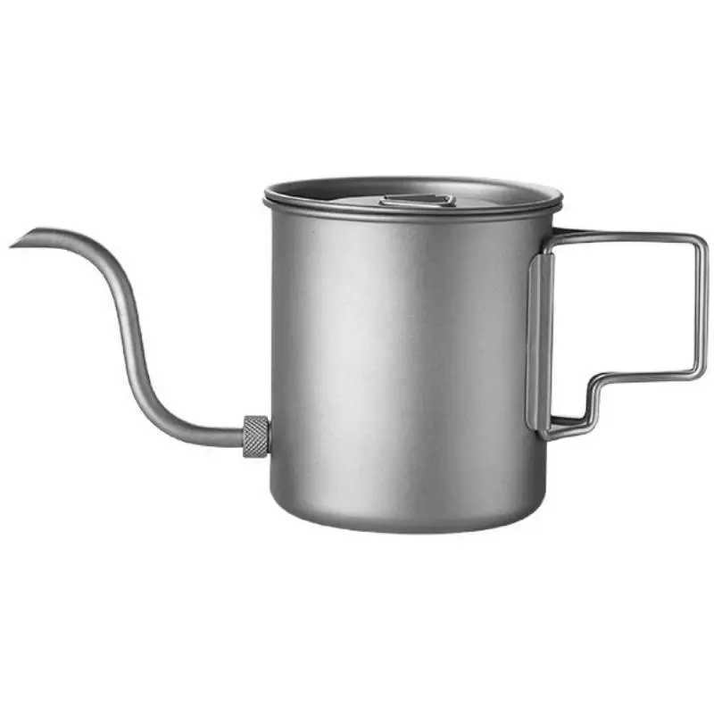 Pure Titanium Gooseneck Pour Over Coffee Kettle Foldable Handle Ultra Light For Outdoor Camping Hiking Travel view 5