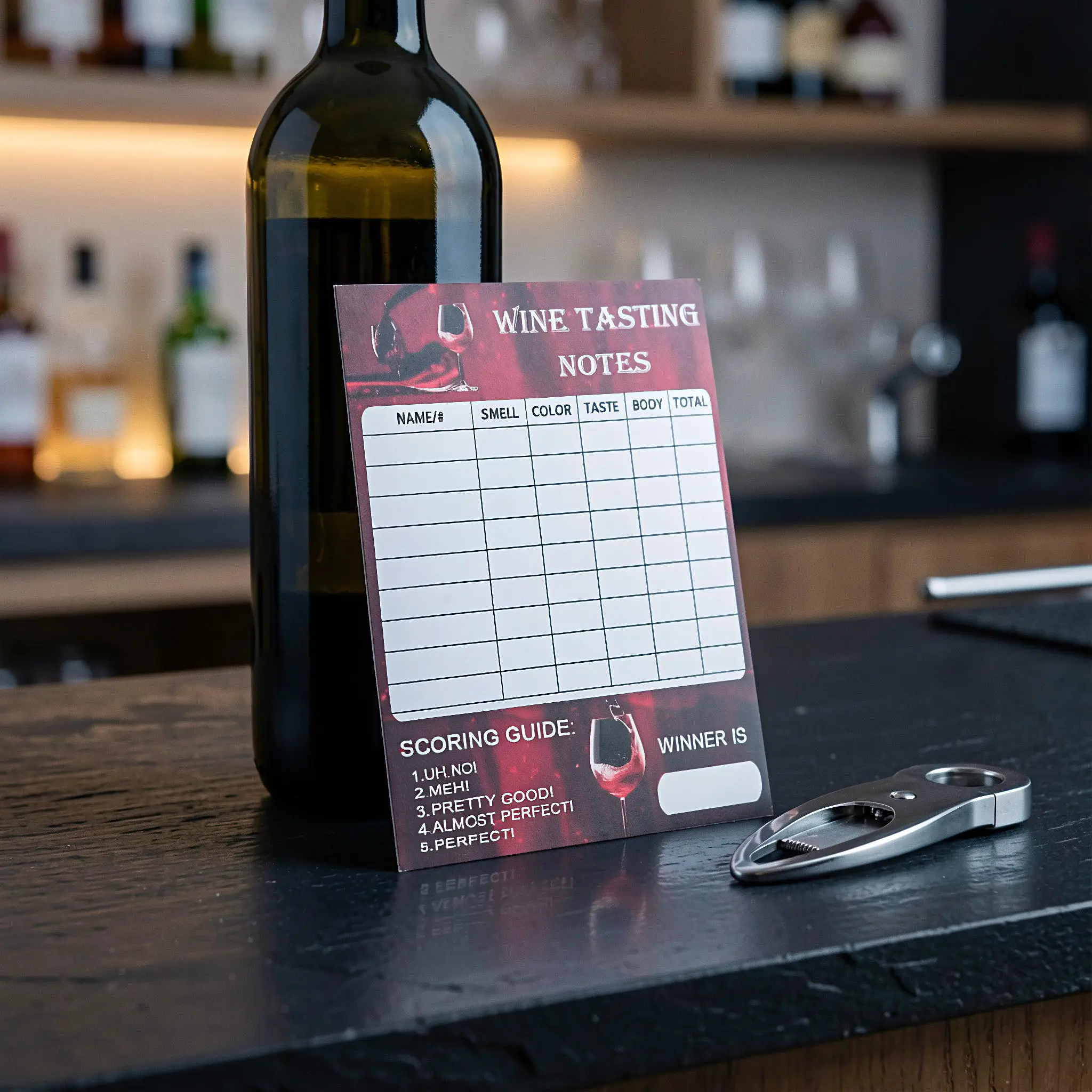 60Pcs Wine Tasting Score Cards Blind Tasting Checklist for Parties Workshops Wine Scoring and Evaluation Set Rating Card Set