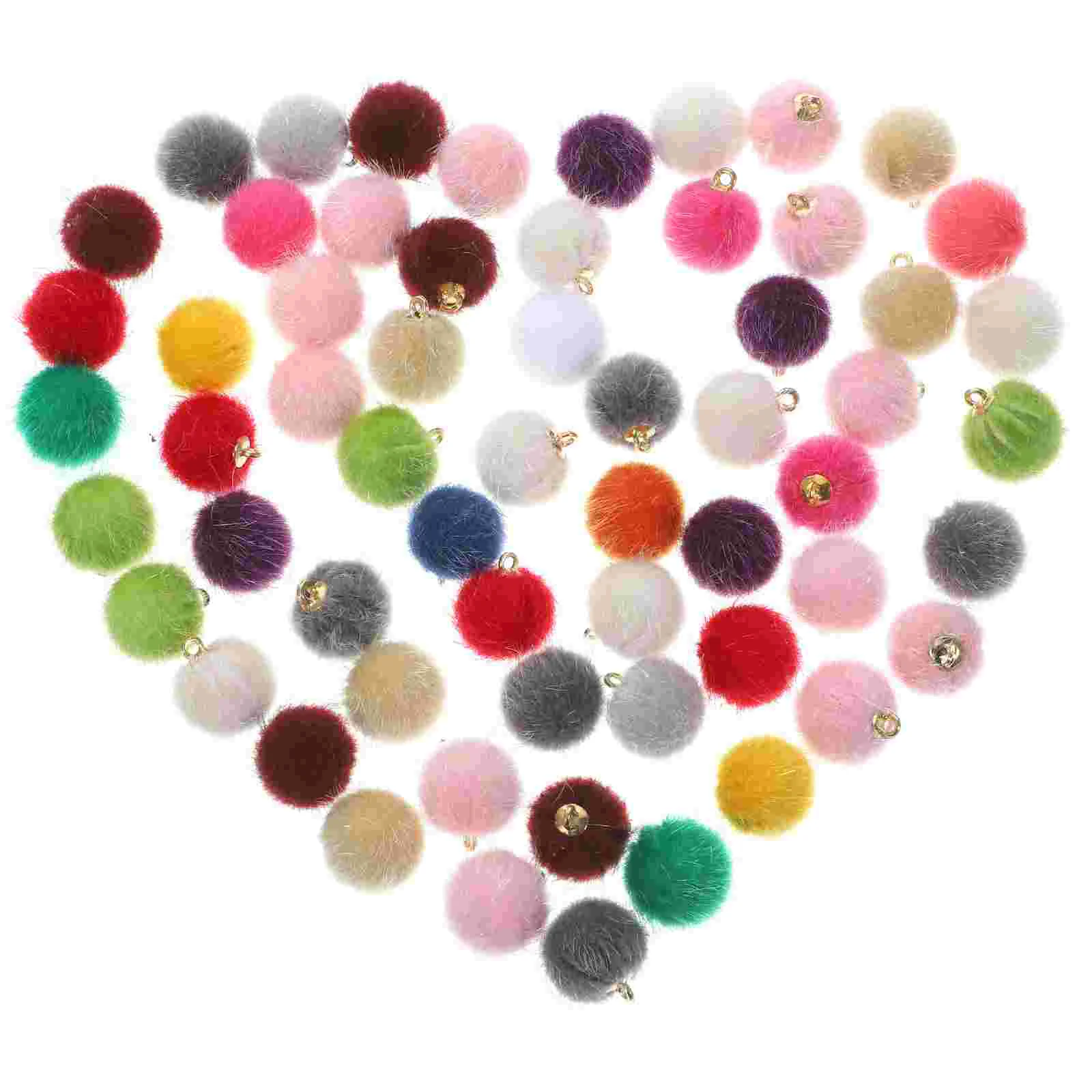 60Pcs Fluffy Ball Pendants Jewelry Colored Pompoms Charms DIY Earring Charms Jewelry Making Charms jewelry charms