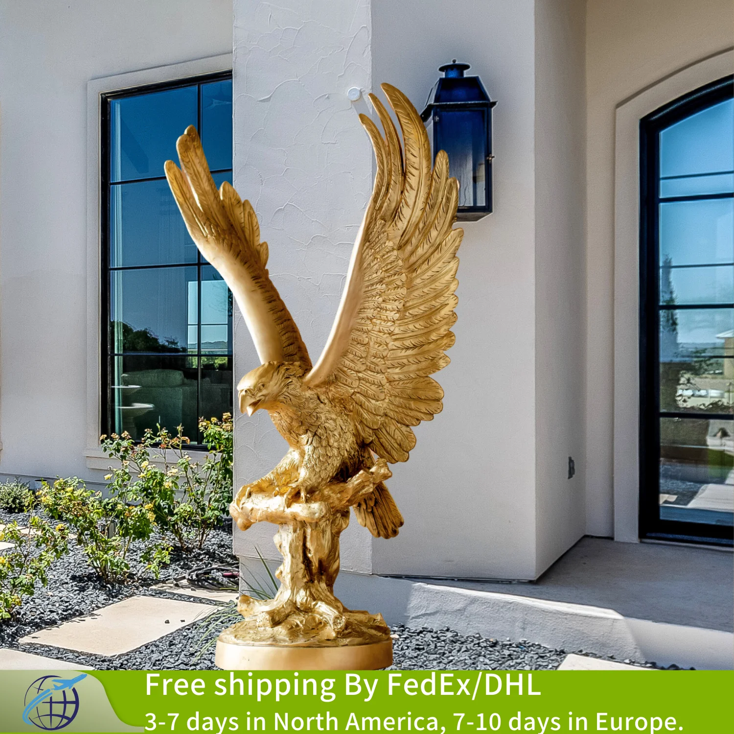 

80cm Majestic Bronze Eagle Sculpture Large Winged Bronze Eagle Statue Hot Casting Animal Statues For Home Garden Decorative Gift