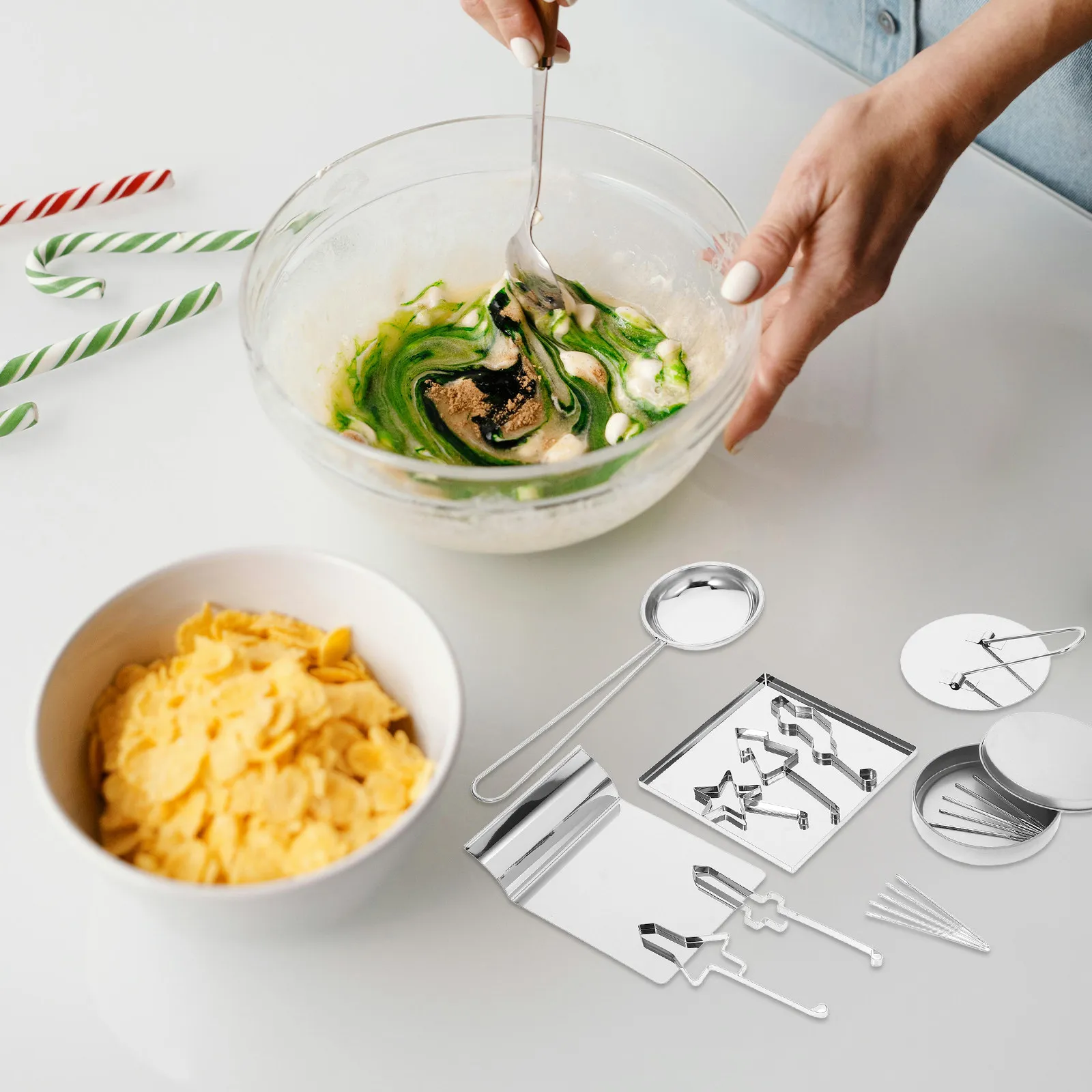 1 Set Stainless Steel Cookie Molds Needle Kit Korean Sugar Candy Making Tools For Easter Spring Festival Baking Multi-Shape Cake