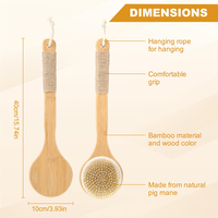Advanced! Dry Skin Body Brush Bath Exfoliating Brush Natural Bristles Back Scrubber with Long Wooden Handle for Shower, Remove D