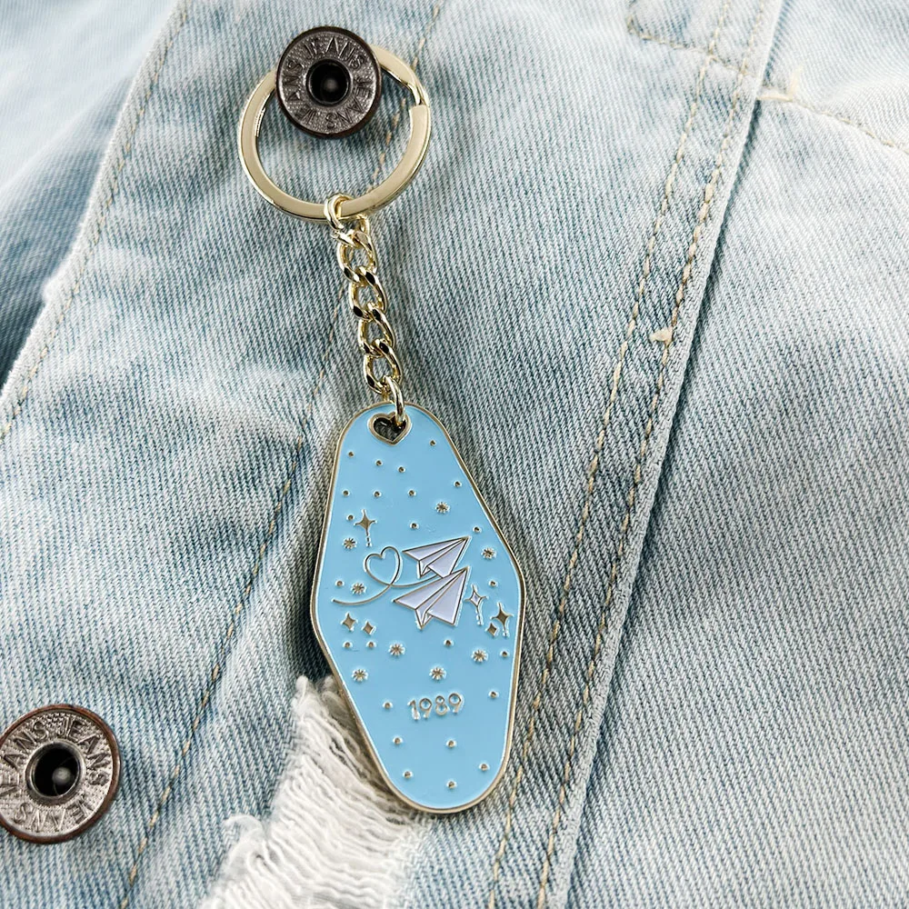 1989 Blank Space Keychain Motel Key Ring Singer Key Chain Paper Airplane Seagull Backpack Pendant