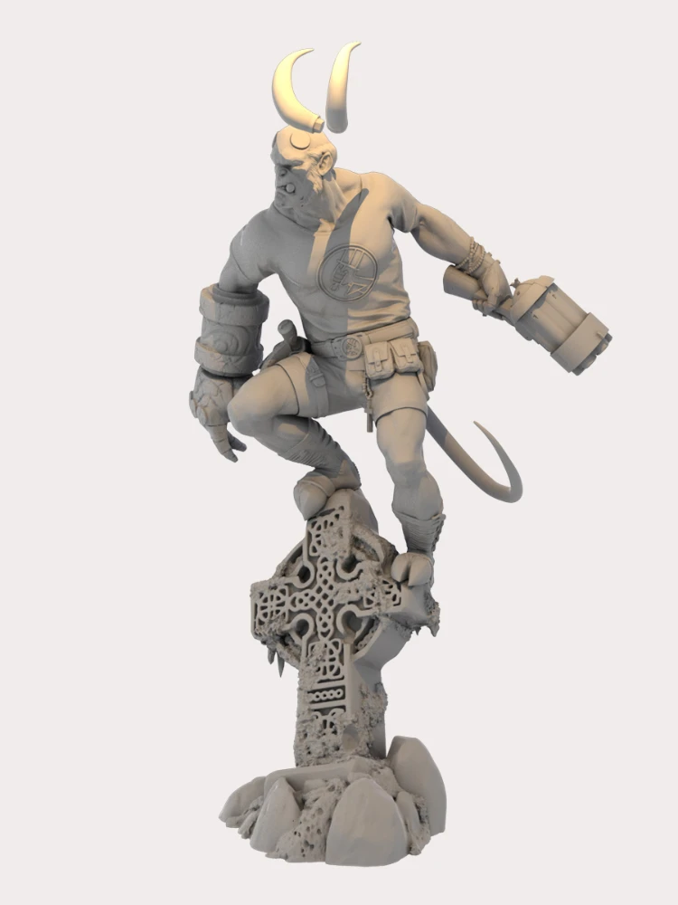 1/24 Scale Full Height 120mm Resin gift Figure Resin Model Kit Demon Warrior Hellboy Armed styling Unassembled and Unpainted