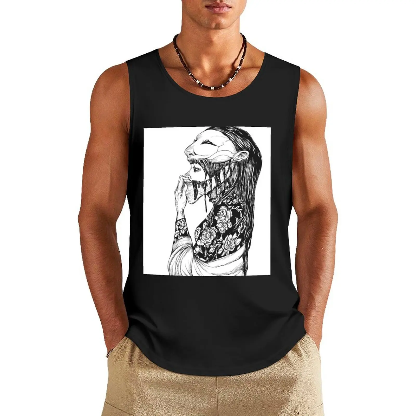 Kuchisake-Onna/Slit-Mouthed Woman Tank Top Vest male Men's clothes Male clothes