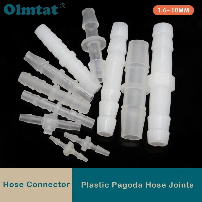 

10/20/50pcs Plastic Pagoda Hose Joint 1.6 2.4 3.2 4 4.8 5.6 6.4 8 9.5 10 mm Straight Type Water Pipe Hose Connector Accessories