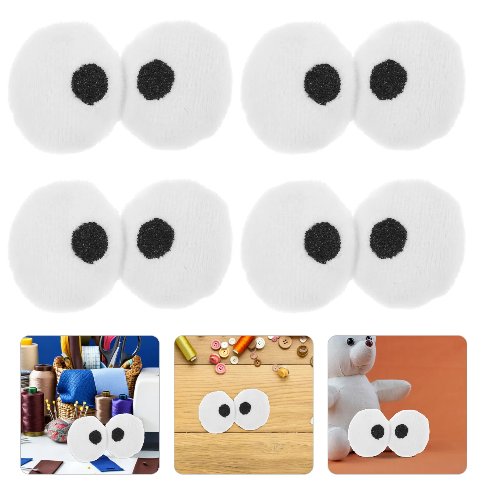 

6 пар тканевых безопасных глазок (черно-белые) для рукоделия, реалистичные декоративные элементы для вязаных игрушек, милые аксессуары для шитья