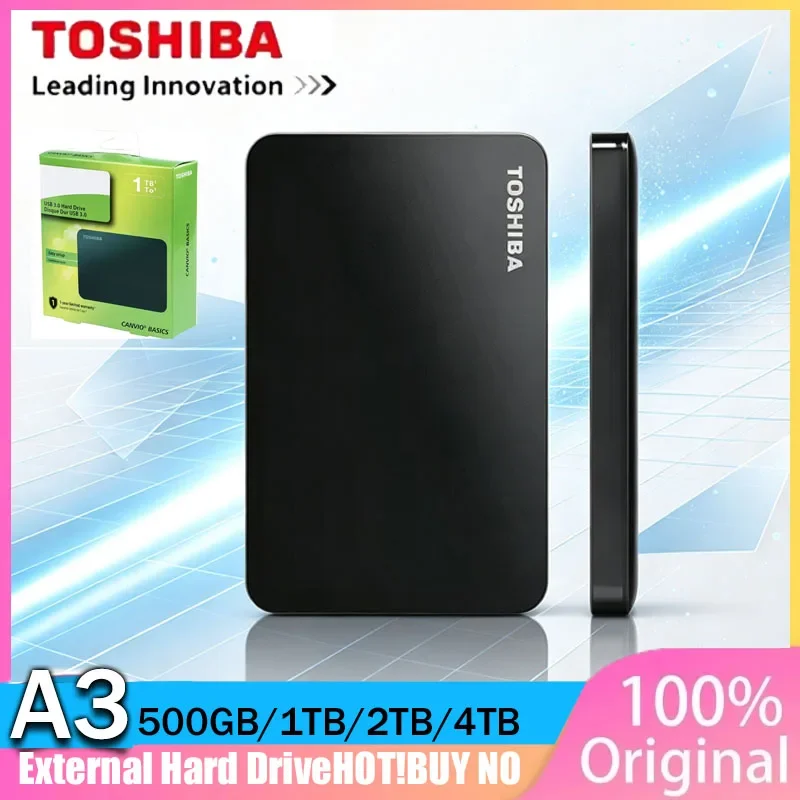 Toshiba A3 2.5 Inch Portable External Hard Drive USB 3.0 Black Large Capacity Storage Disk For Laptop Desktop PC Data Backup
