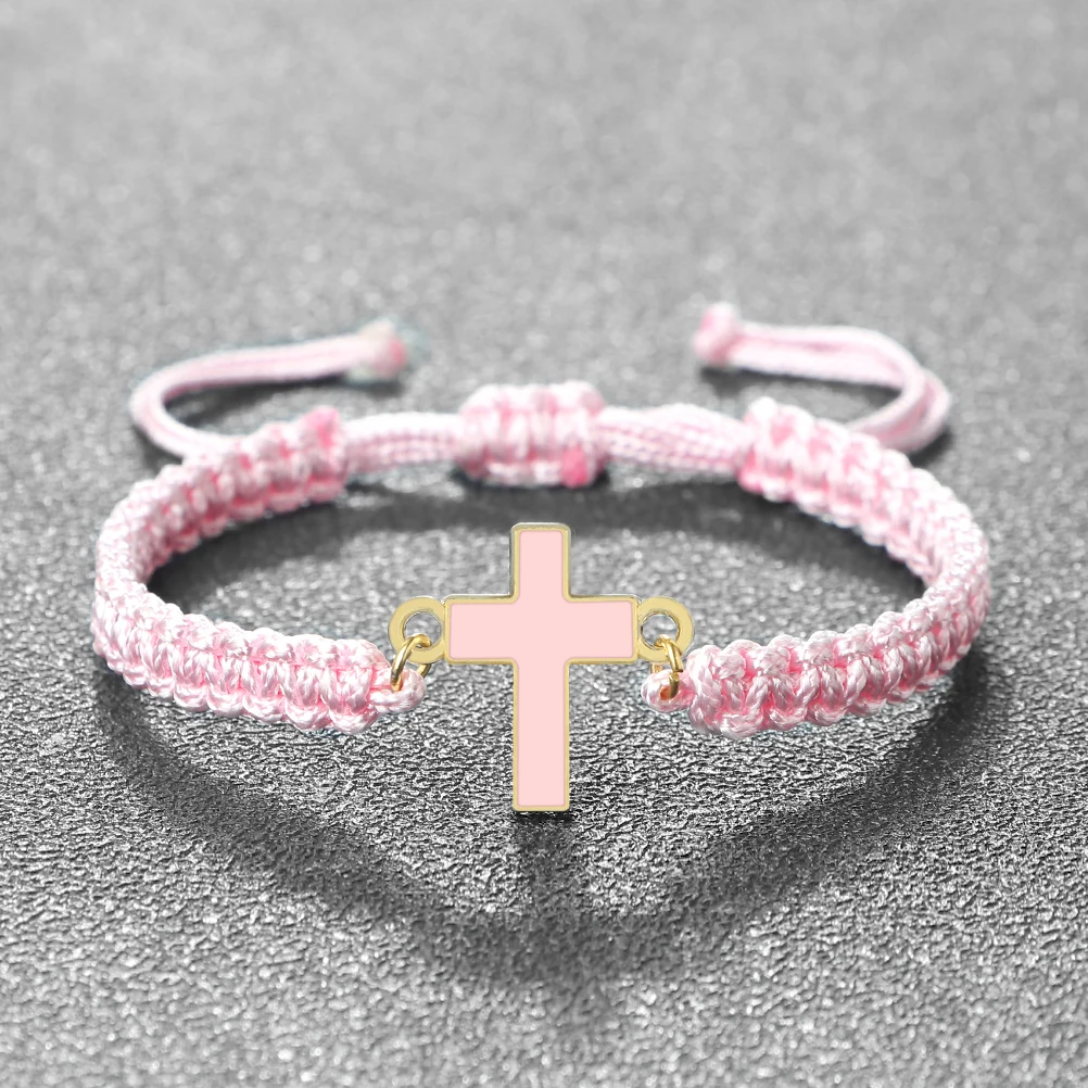 More Color Jesus Cross Pendant Braided Bracelet Women Men Handmdae Healing Couple Bangles Friendship Pulsera Jewelry Gift