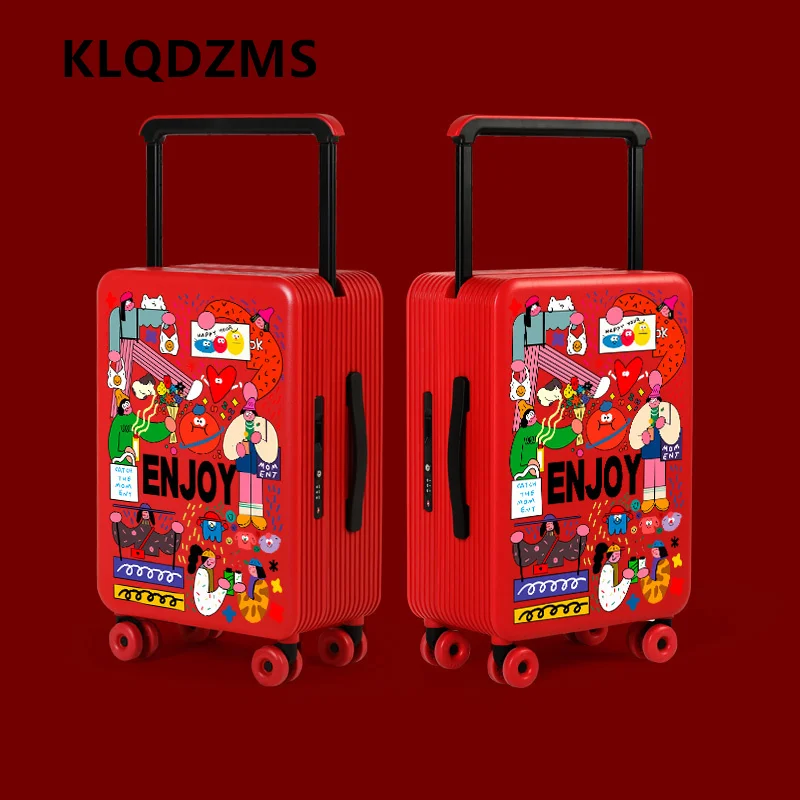 KLQDZMS Lightweight Suitcase 20 Inch PC Boarding Case 24“26” Large Capacity Trolley Case Cart Style Travel Bag Cabin Luggage