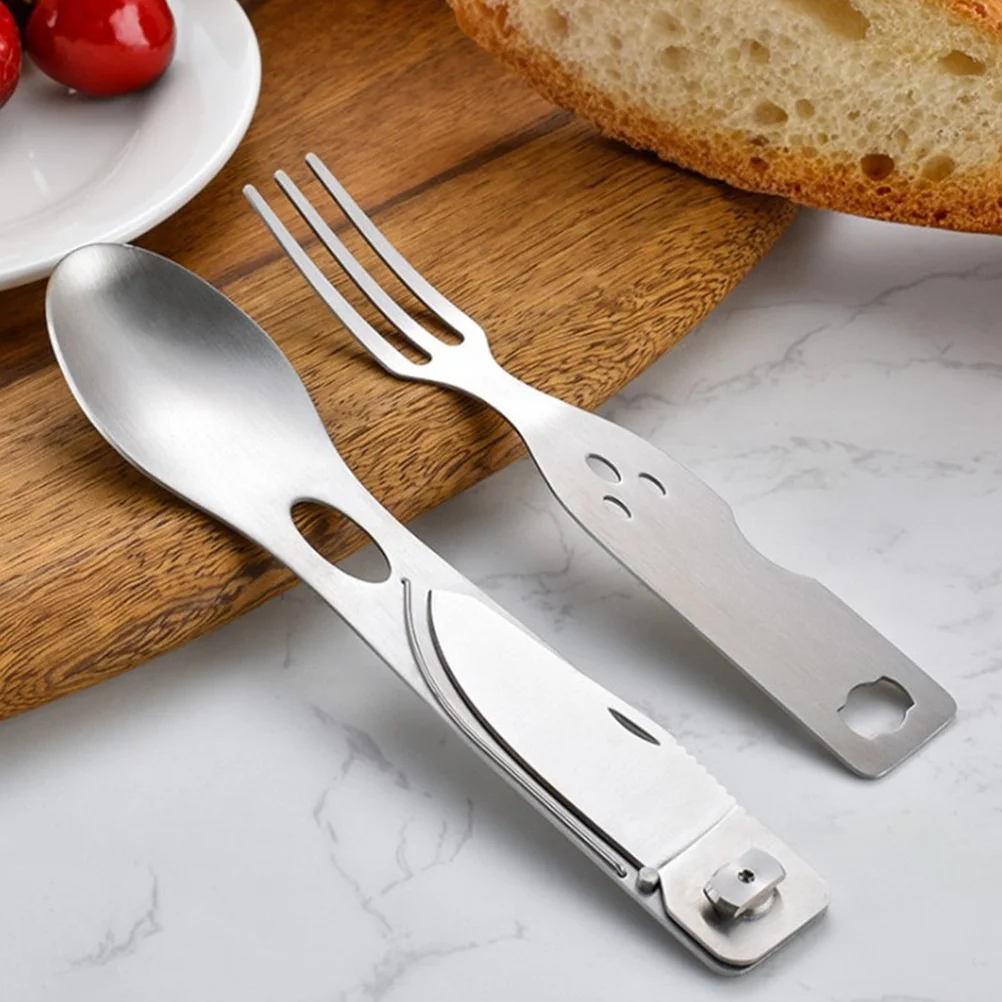 

3 in 1 Foldable Cutlery Combination Portable Fork Spoon Knife Set for Outdoor Camping Picnic Multifunctional Meal Utensil
