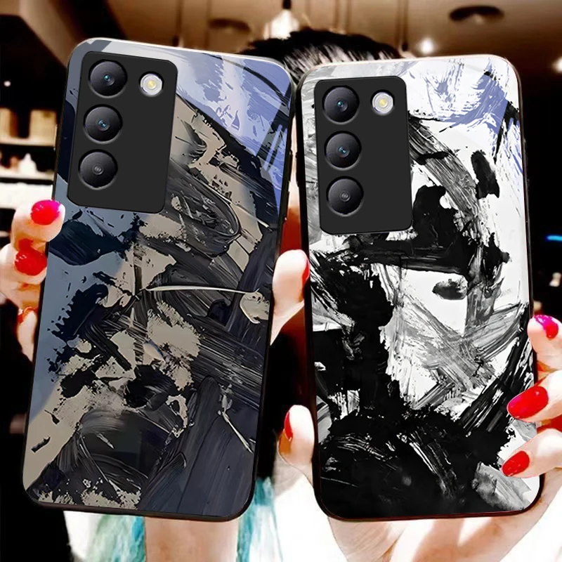 

Simple Graffiti For Y72 33S 11 03 36 96 Lite 35 16 Iqoo 12 V40 SE 5G 29 40 21 30 X80 Pro Vivo Tempered glass phone case black