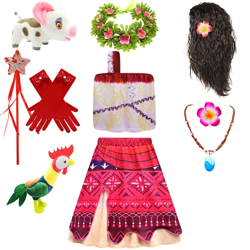 

New Fancy Girl Brave Princess Moana Clothing Set Carnival Party Children's Vintage Print Halloween Cosplay Masquerade Costume