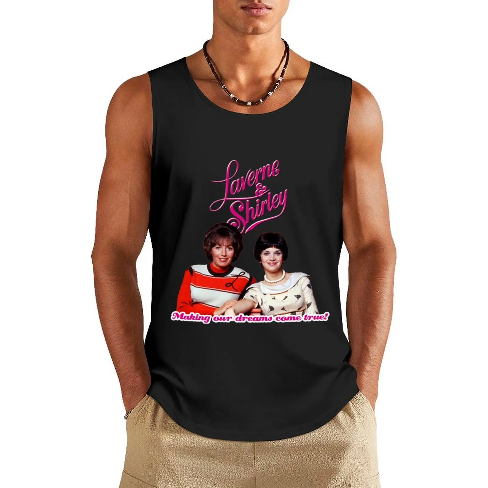 70s Laverne & Shirley Happy Days Spin off dreams tribute Tank Top Working vest gym wear men Male vest