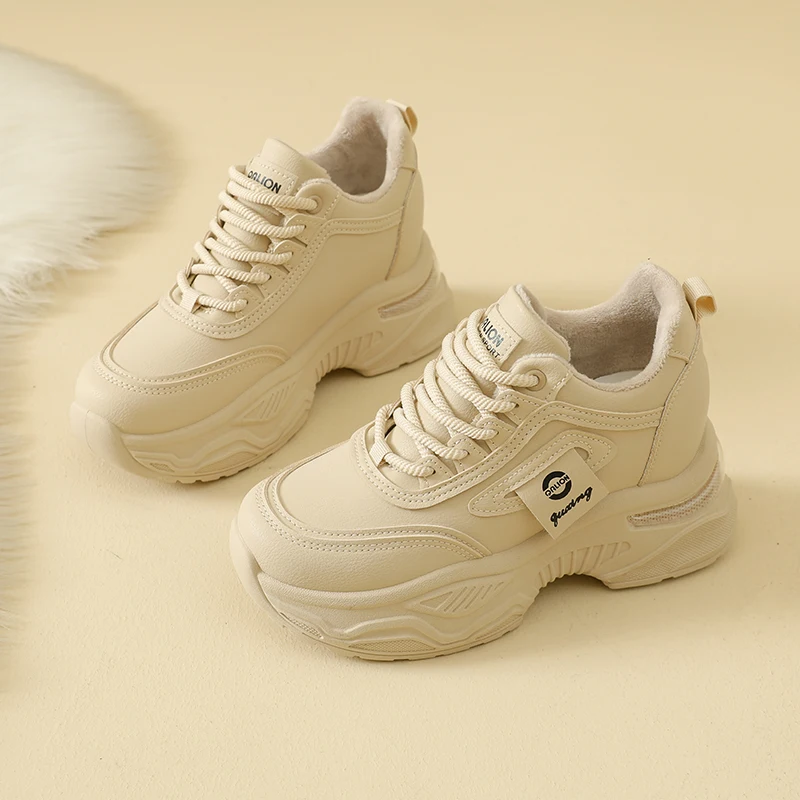 Winter fleece-lined warm dad sneakers for women, slip-resistant and wear-resistant, fashionable and versatile, HT888-1