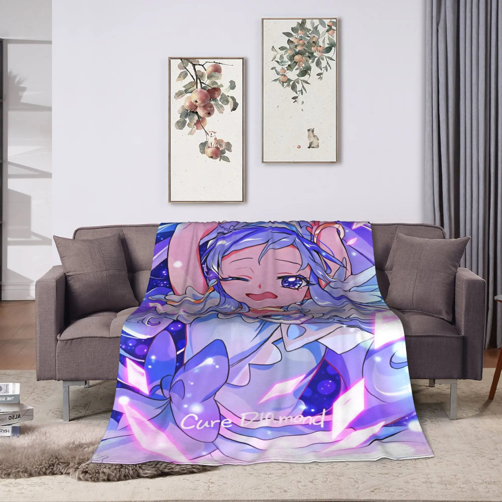 Pretty Cure  Warm Soft Blanket  Travel Office Plush Throw Blanket Graphic Couch Chair Flannel Bedspread Sofa Bed Cover