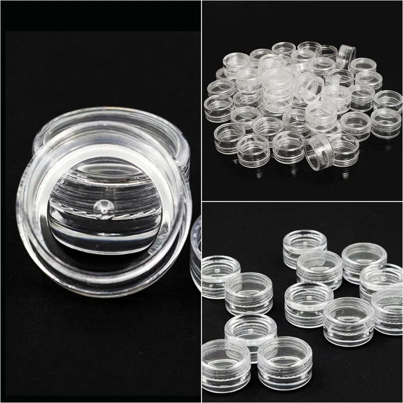 

50Pcs Makeup Organizer Boxes Clear Plastic Jewelry Bead Storage Box Portable Small Round Cosmetic Container Jars 2.5ML