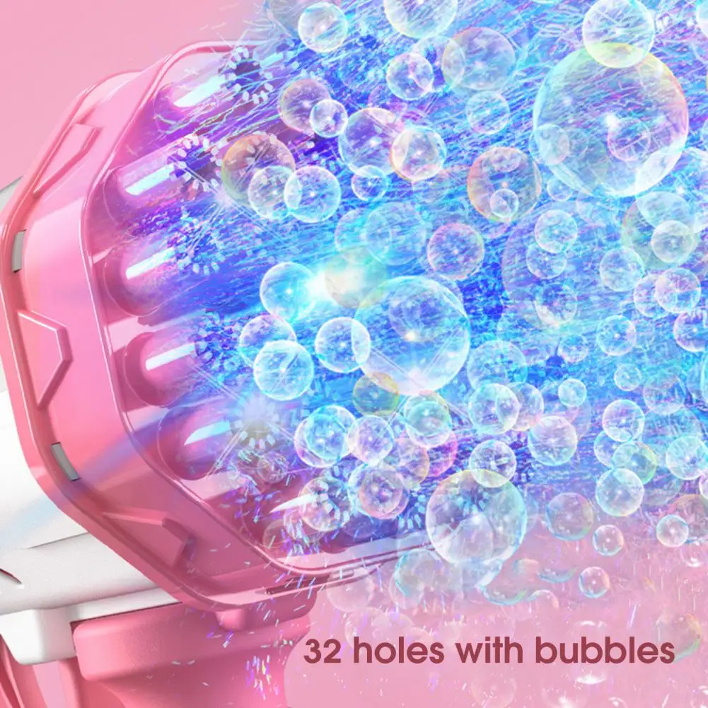 2022 New 32 Holes Electric Bubble Gun Gatlin Bubble Gun Machine Soap Bubbles Magic Bubble for Bathroom Outdoor Toys For Children