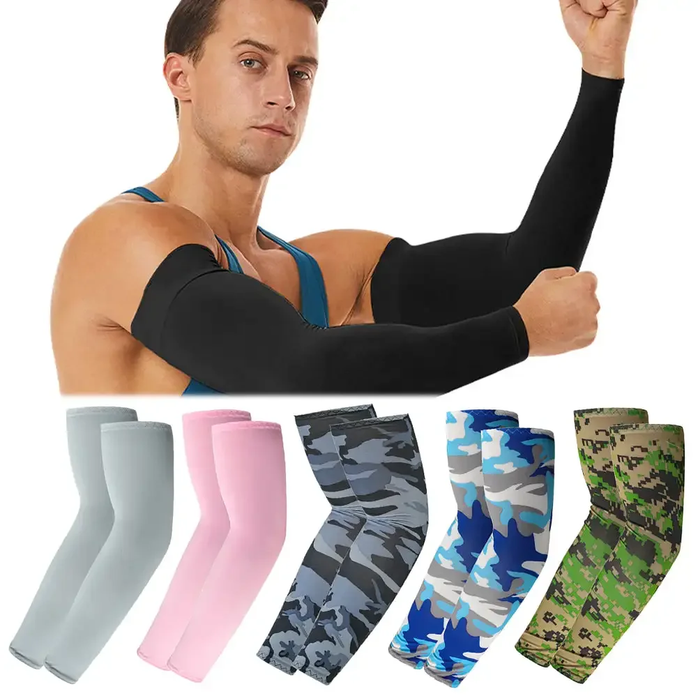 1 Pair Arm Sleeves Summer Sun UV Protection Ice Cool Cycling Running Fishing Climbing Driving Arm Cover Warmers For Men Women