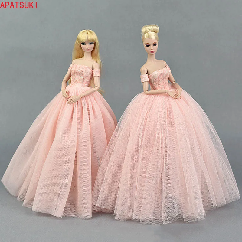 Robe de mariée rose pour poupée Barbie, vêtements de soirée