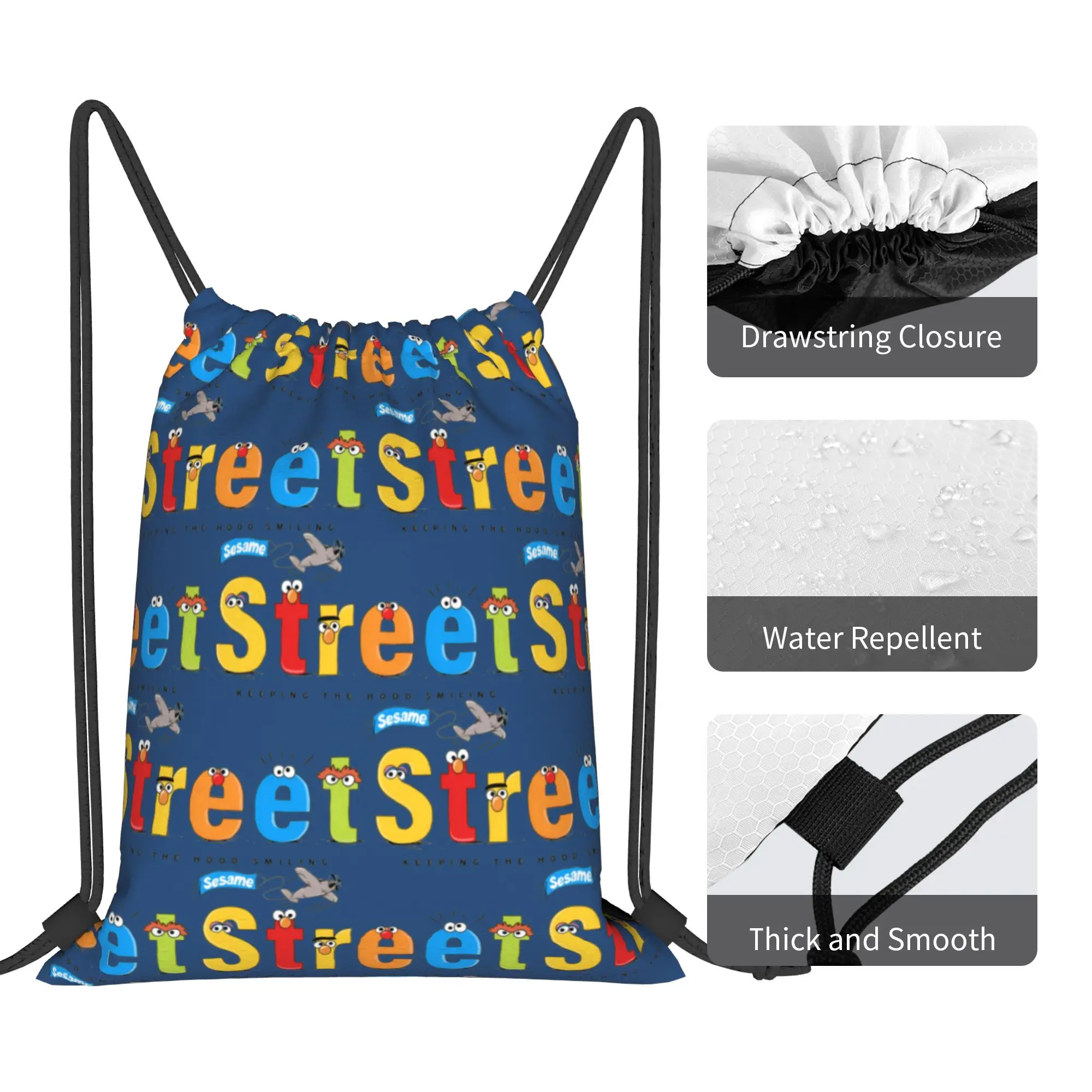 Custom Cookie Monster Drawstring Bag Women Men Lightweight Cartoon Sports Gym Storage Backpack view 4