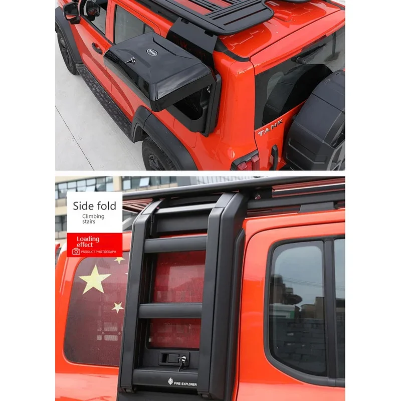 W Tank 300 Auto Parts Kit Aluminum Alloy Roof Climbing Ladder Side Box with Lage Rack Exterior Modification Car Accessories
