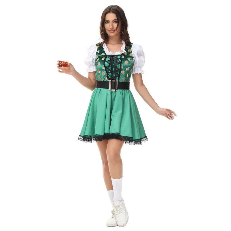 Хэллоуин День Святого Патрика ирландский счастливый клевер гоблин костюм для пары Германия Октоберфест баварское пиво девушка горничная косплей Dre@0Z *