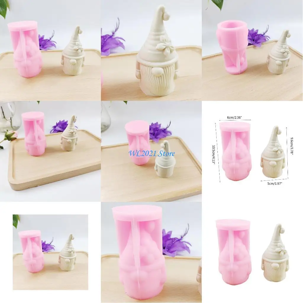 

G5GC Christmas Flower Gnome Silicone Mold Dwarf Epoxy Resin Mold DIY Craft Casting Mould for Candle Gnome Ornament Making