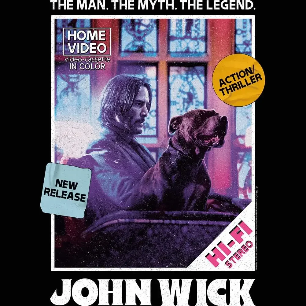 John Wick T Shirt VHS Cover The Man The Myth Black Adult Short Sleeve T Shirts Action Movie Graphic Tees Men