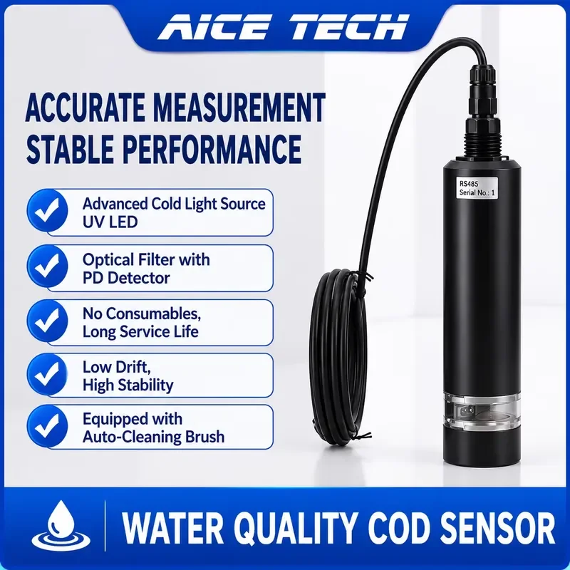 for Aice Tech Industrial High Precision Online COD RS485 Digital Output Water Quality Detection Probe for Sewage Monitoring