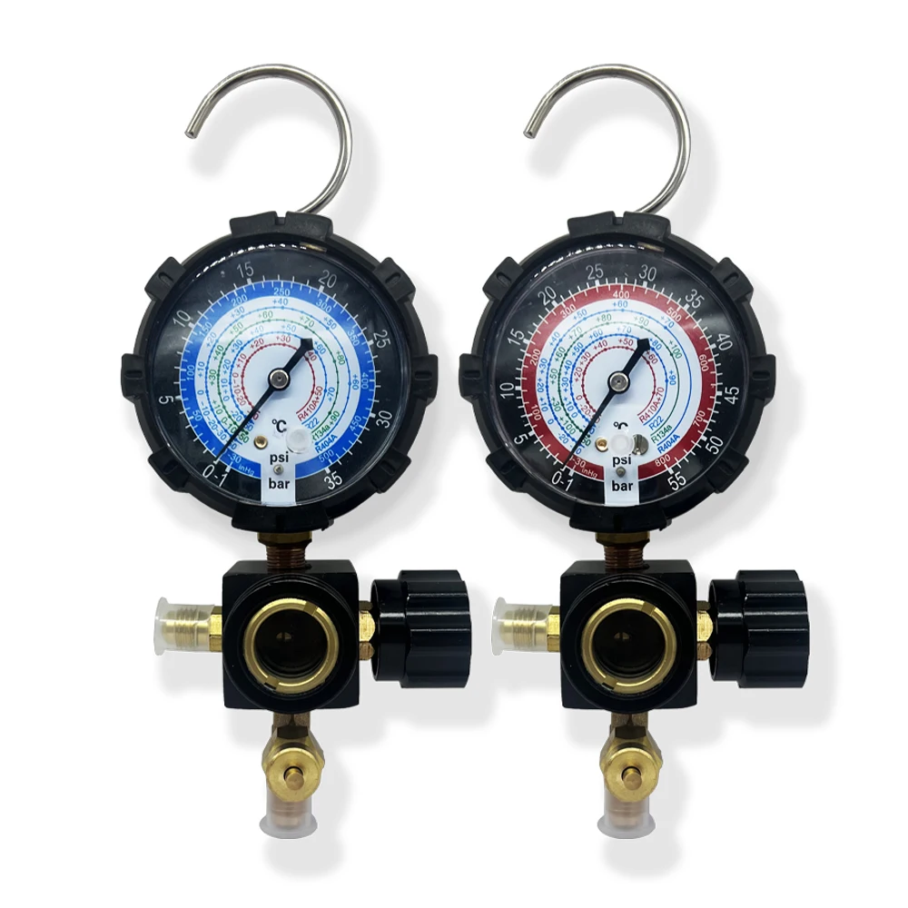 R134A Low Side Pressure Gauge R410A R22 R404A Single Manifold Gauge with Control Valve for Air Condition Refrigerant Charging