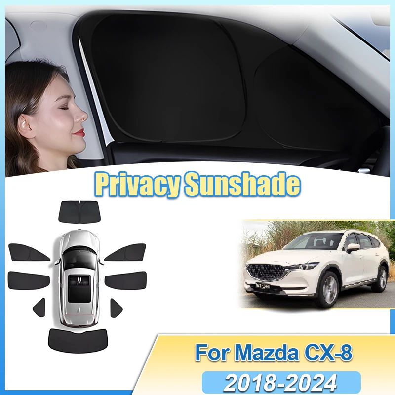 

Для Mazda CX-8 CX8 2018-2024 солнцезащитный козырек с защитой от УФ-лучей, козырек для окон, защитные чехлы, черный складной инструмент для лобового стекла, автомобильные аксессуары