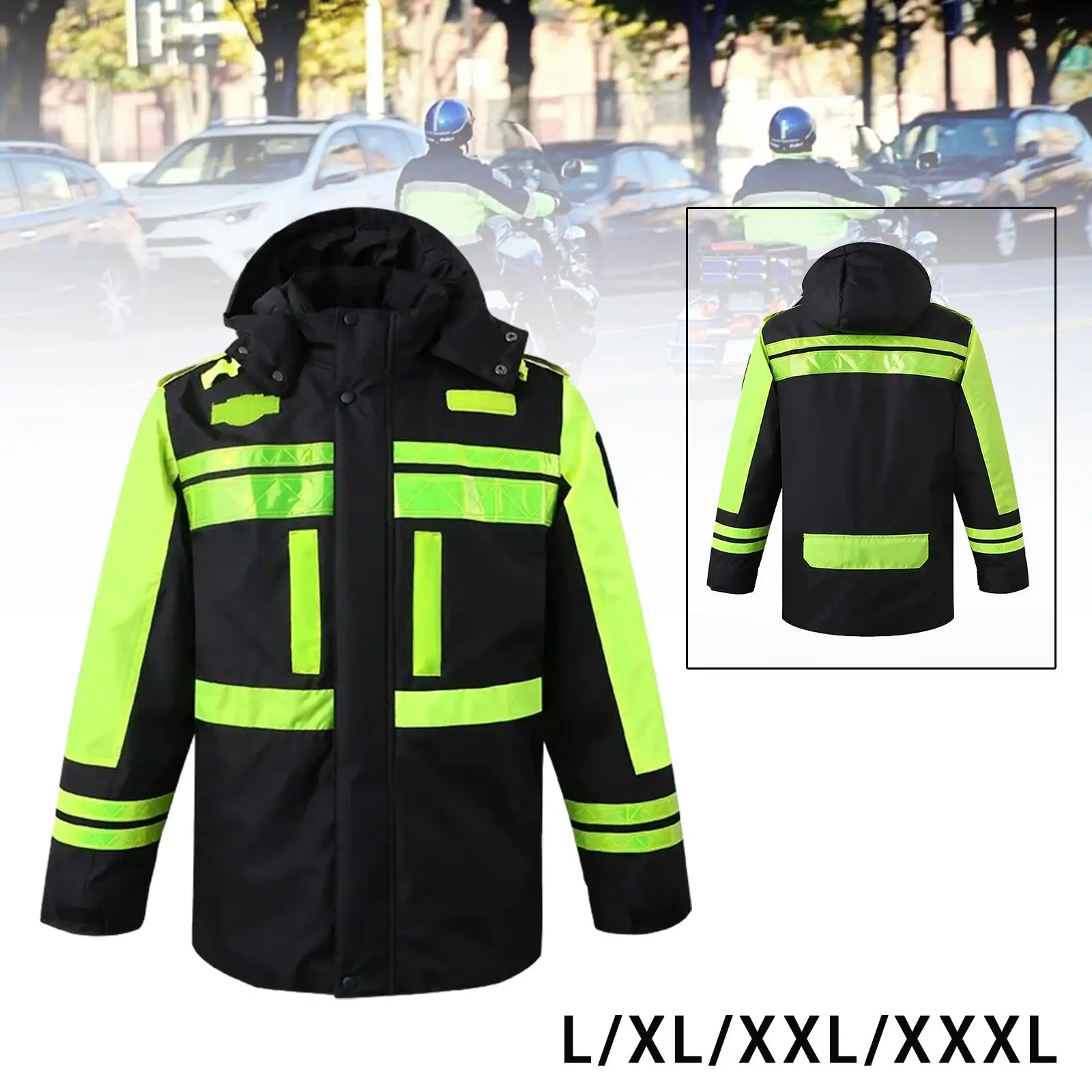 Winter Safety Jacket Comfortable Lightweight Waterproof High Visibility Detachable Hood and Liner Coat for Work Construction