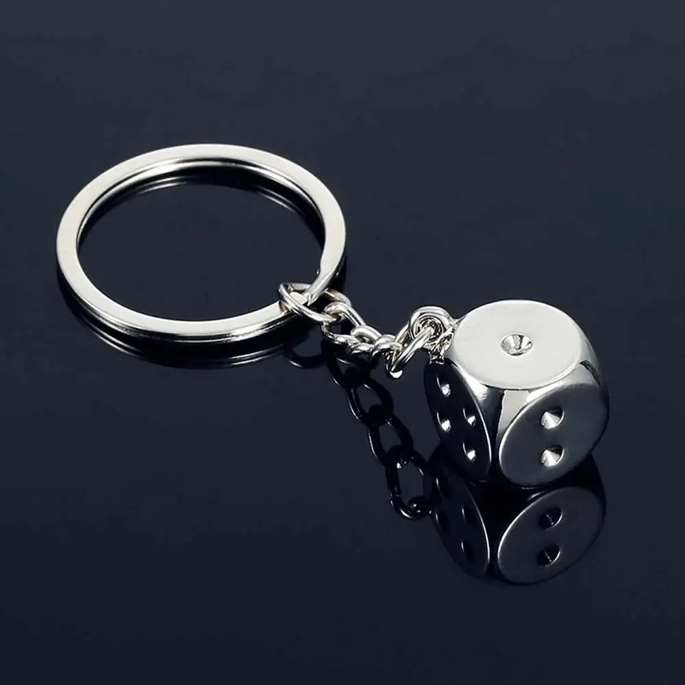 Metal Creative Ornaments Trinket Charms Good Luck Dice Keychain Keyfob Car Key Ring Key Holder